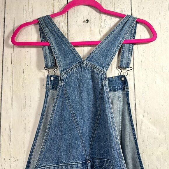 Abercrombie & Fitch Distressed Denim Overalls Womens S Vintage Casual Cool Y2K - Picture 11 of 15